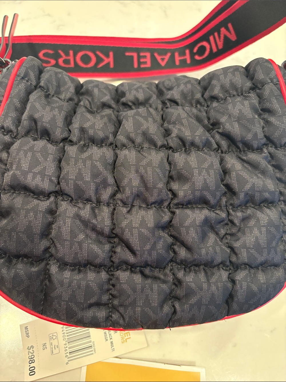 Michael Kors Black Quilted Men’s Belt Bag with Red Accents - Picture 7 of 7